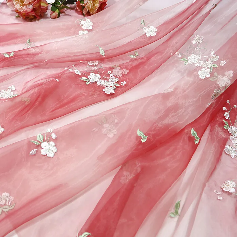 Sewing Batik Fabric - Tecido de Chiffon Bordado com Flores